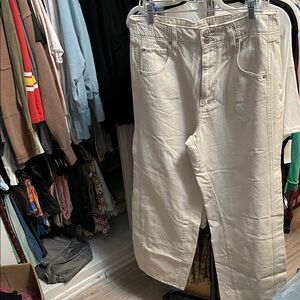 Cream Straight-Leg Jeans